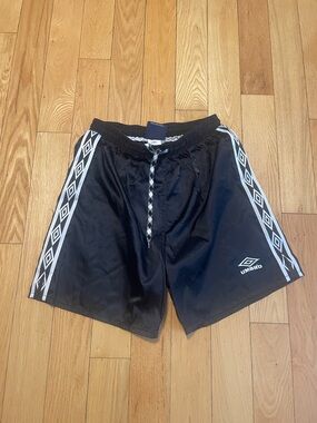 Umbro Black Swim Trunks with White Side Diamond Tape